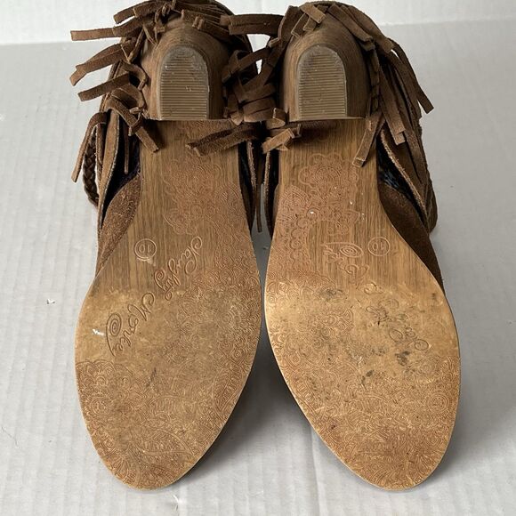 Naughty Monkey Womens Sz 10 Shoes Brown Suede Fringe Boho Western Fashion Boots - Picture 9 of 14
